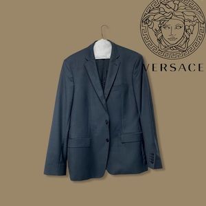 Versace Collection Blue 2 Piece Wool Suit 46/56r